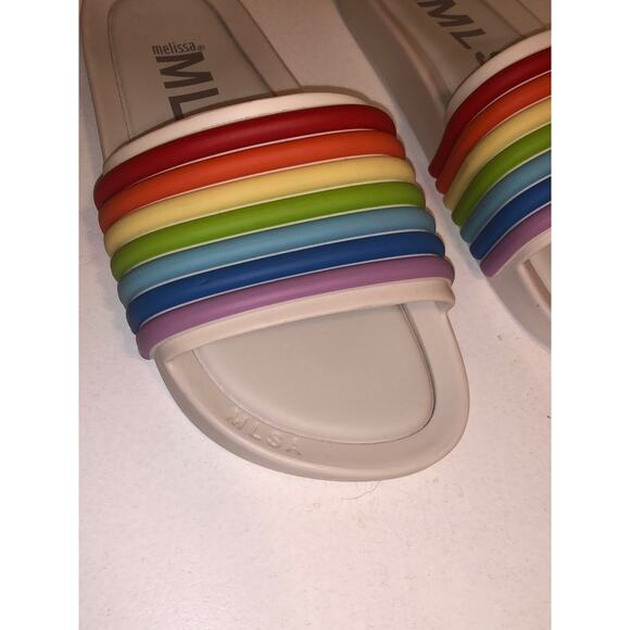 MLSA Melissa Rainbow Striped Beach Slides NEW! Size US 7, 38 EUR - Picture 5 of 9